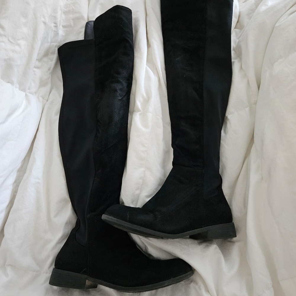 Target Black Over the Knee Boots Suede Flat